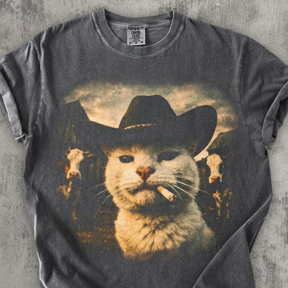 Funny Cowboy Cat T Shirt, Meme Shirts, Cats Lover Gift, Gag Gifts